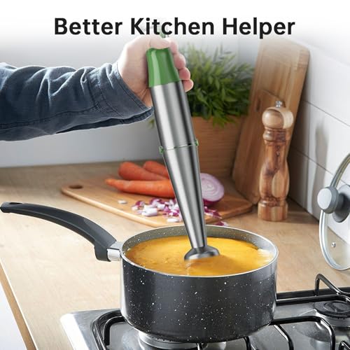 Immersion Blender Handheld 5 in 1 Hand Blender Set 1100W Heavy Duty (Green / 5 in 1)