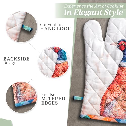 Maison d'Hermine Oven Gloves 100% Cotton Oven Mitt (084 - Faisan D'automne / 7.5" x 13" (Oven Mitt))