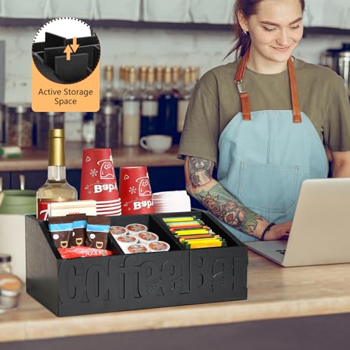 Coffee Bar Organizer for Coffee Bar Accessories (7 Compartments)
