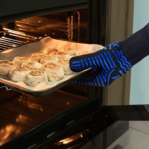BBQ Gloves 1472°F Extreme Heat Resistant Grill Gloves (Black / 11inch)