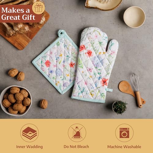 Pot Holders 100% Cotton Potholders (031 - Just Floral / 8" x 8" (Pot Holder Pack of 2))