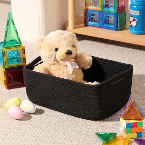 Small Storage Baskets for Organizing (3pcs-L13xW8.5xH5.1" / Black)
