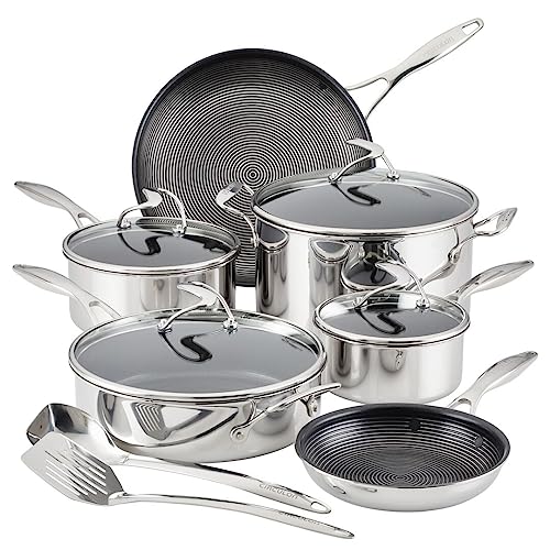 Clad Stainless Steel Cookware Pots and Pans and Utensil Set with Hybrid SteelShield and Nonstick Technology (Cookware Set (12 Piece))