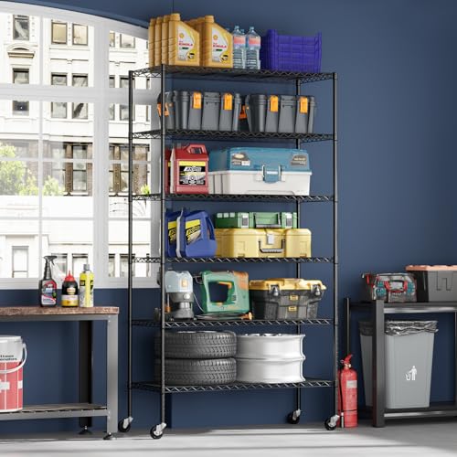 6 Tier Wire Shelf with Wheels