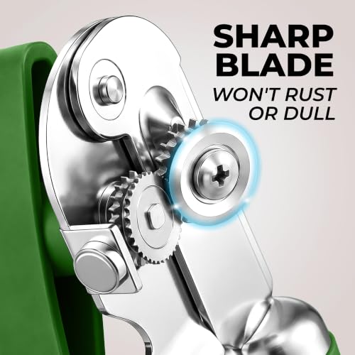 Stainless Steel Swing Open Manual Can Opener Comfortable Grip (Artichoke Green / Swing Open)