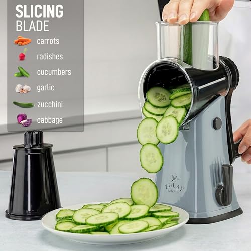 Rotary Cheese Grater Manual Hand Crank 5 Blade Shredder