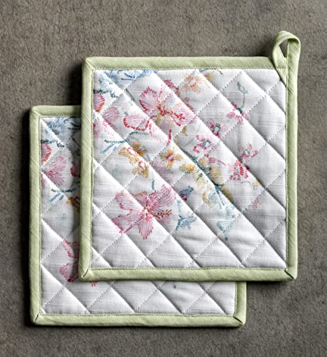 Pot Holders 100% Cotton Potholders (102 - Paradise Island / 8" x 8" (Pot Holder Pack of 2))