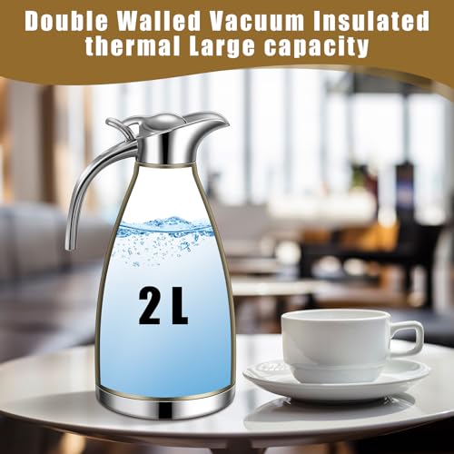 2 Pcs 68oz Thermal Coffee Carafe for Keeping Hot (Champaign Gold)