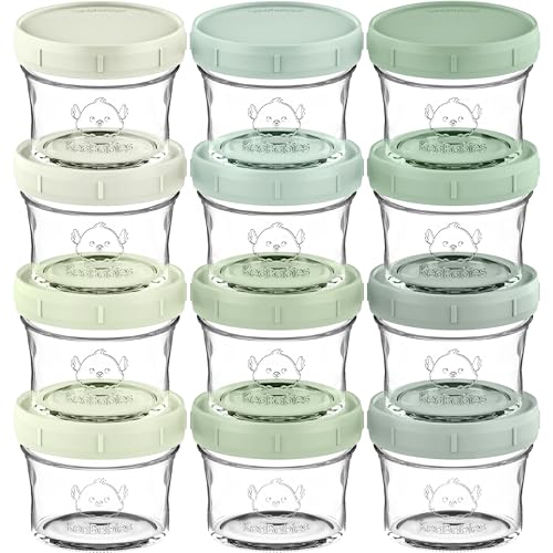 12pk 4oz Glass Baby Food Containers with Lids (12-pk 4 Ounce / Sage)