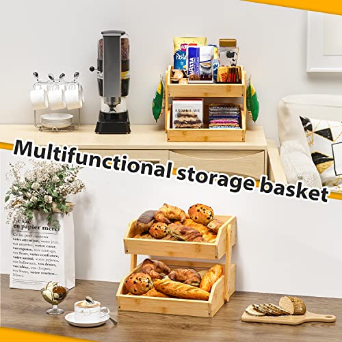 Bamboo Fruit Basket for Kitchen (2-Tier Narture)