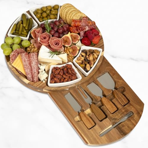 Acacia Cheese Board & Knife Set (Plain / No Engraving)