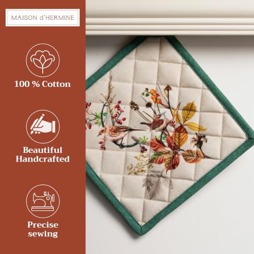 Pot Holders 100% Cotton Potholders (053 - Recolte / 8" x 8" (Pot Holder Pack of 2))