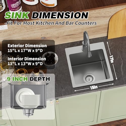 Kitchen And Bar Sink (15x17 Stainless)