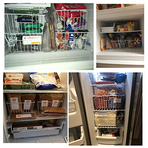 16Lx12Wx6H inch Wider Freezer Organizer Baskets Container (16in x 12in x 6in(4Packs) / White, 4Packs)