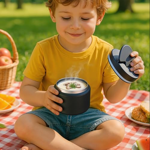 14.5oz Soup Thermo for Hot Food Kids Vacuum Insulated Food Jar Twist (Black)
