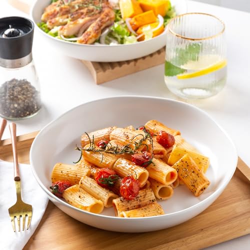 9.75'' Ceramic Large Pasta Bowls (Matte White / Set of 4)