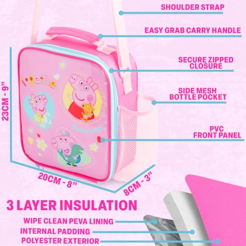 Peppa Pig Girls Lunch Box 3Pc Set (Pink Peppa Pig)