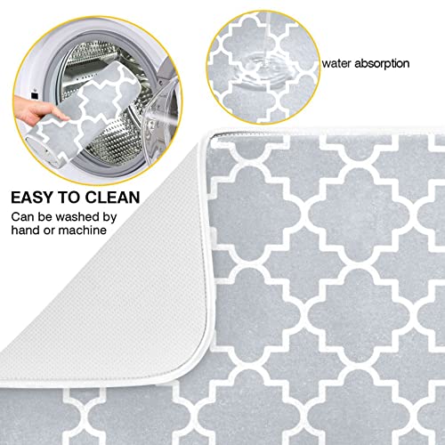 Super Absorbent Dish Drying Mat (Grey Moroccan / 16" x 18")