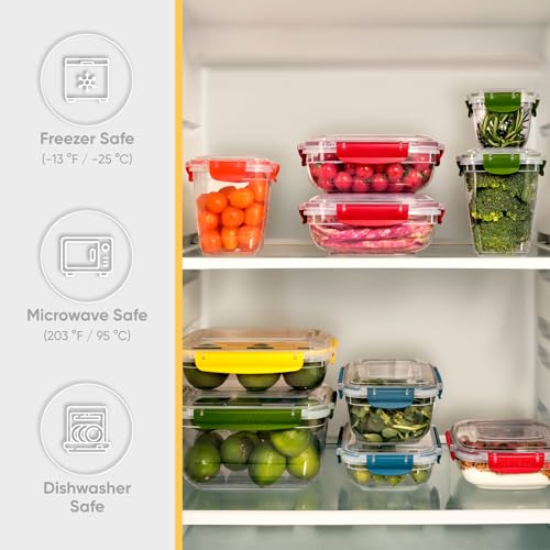 Plastic Food Storage Containers with Airtight Lids (80 oz / Green)