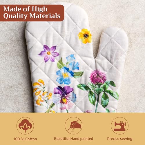 Maison d'Hermine Oven Gloves 100% Cotton Oven Mitt (042 - Giverny / 7.5" x 13" (Oven Mitt))