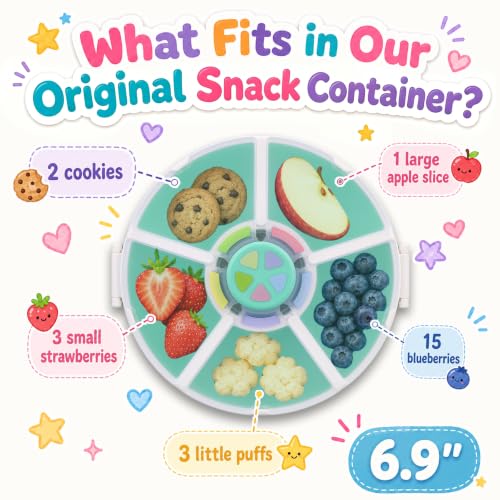 Kids Reusable Rotating Snack Container with 5 Separate Compartments (Green)
