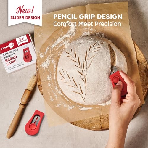 Upgraded Extractable & Magnetic Bread Lame Dough Scoring Tool (Red)