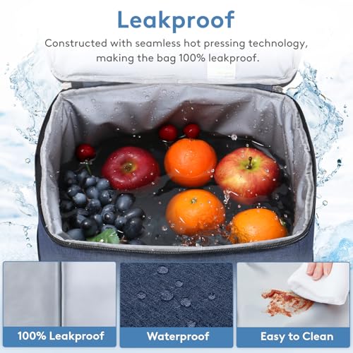 Cooler Bag 60 Cans Collapsible and Insulated Large Lunch Bag Leakproof Soft Cooler Portable for Camping (60-Can(40L) / Dark Blue)