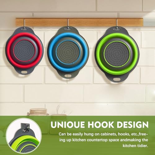 Collapsible Colander Set (Blue, Green, Red)