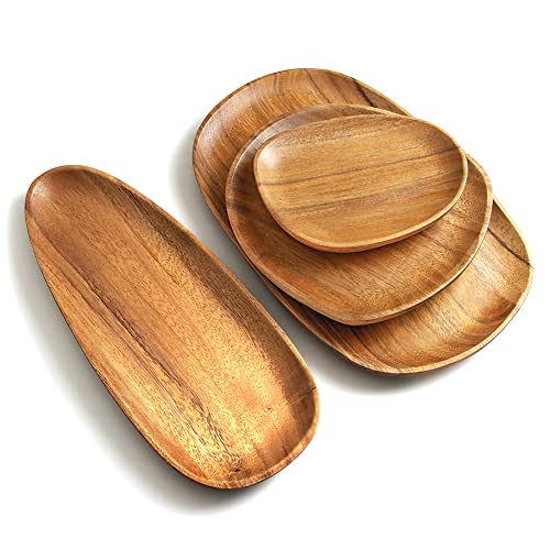 Acacia Wooden Serving Platters Set of 4