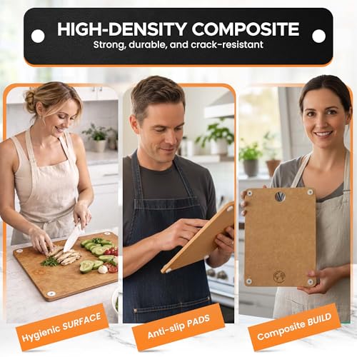 Composite Wood Cutting Board Set of 3 (Tan)