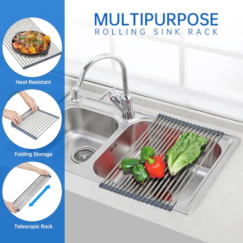 CHIRISEN Expandable Large Roll Up Dish Drying Rack