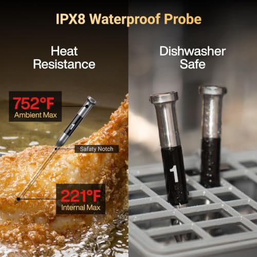 Smart WiFi Wireless Meat Thermometer with 2 Thin Probes & 6 Sensors (2 Probes)