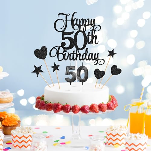 50th Birthday Cake Decorations (9 Count)