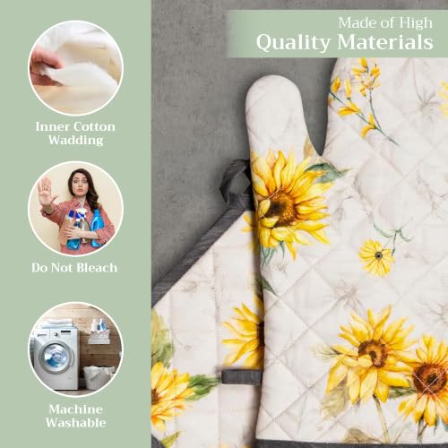100% Cotton Oven Mitt & Pot Holder Set (057 - Candice / 7.5" x 13" & 8" x 8" (Oven Mitt & Pot Holder))