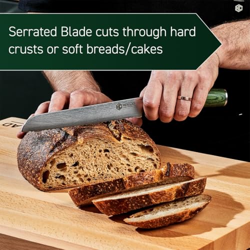 8" Japanese Damascus Stainless Steel Serrated Bread Knife Full Tang
