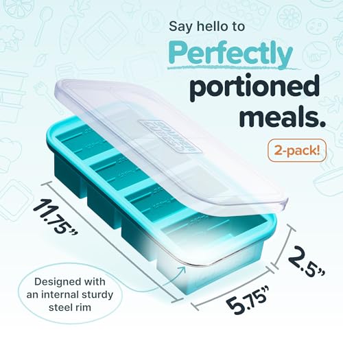 1 Cup Silicone Freezer Molds with Lids (Aqua / 2-Pack)