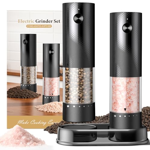 Electric Salt and Pepper Grinder Set (Black/Black)