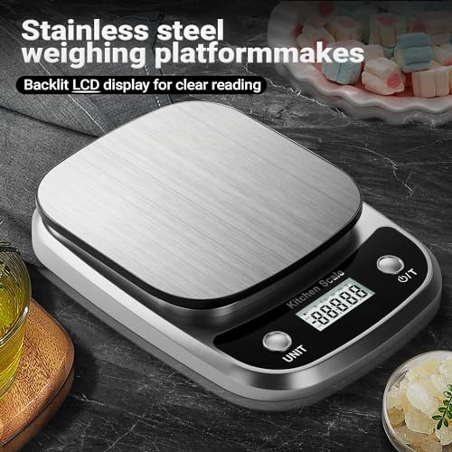 Food Kitchen Scale Digital Weight Grams and Oz 10kg (Silver-K1905-10kg)