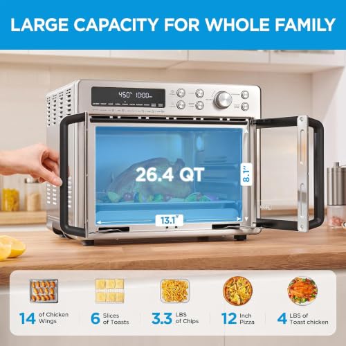 Flexify Classic French Door Toaster Oven Air Fryer Combo (26.4 QT / Stainless steel)