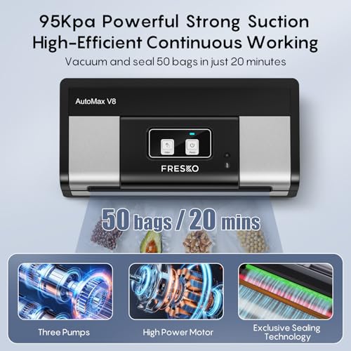 Automatic 95Kpa Food Vacuum Sealer Machine (Black Silver / Large)