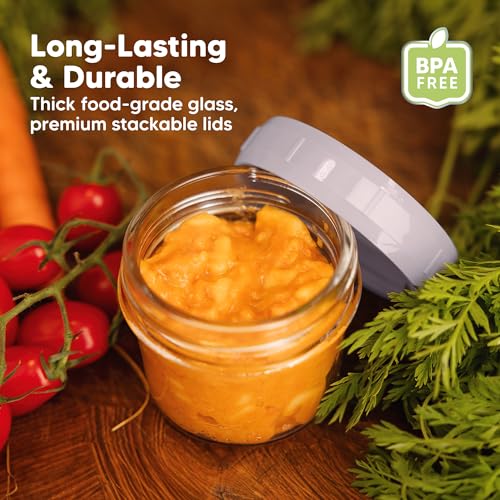 12pk 4oz Glass Baby Food Containers with Lids (12-pk 4 Ounce / Lilac)