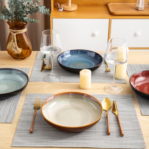 9.0" Ceramic Pasta Bowls Set of 4 (Set of 4 / Colorful)