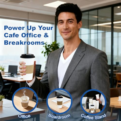 20 oz 50 Pack Coffee Cups with Lids and Sleeves (White- 50packs / 20 oz)
