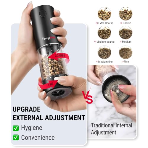 110ML Electric Salt and Pepper Grinder Set Rechargeable (Black)