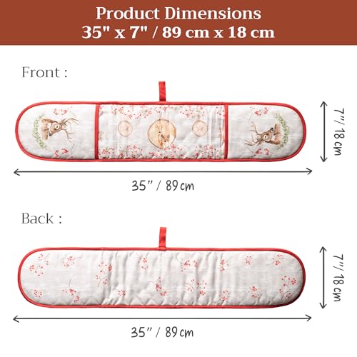 Double Oven Mitts 100% Cotton Double Oven Glove (091 - Mountain Life / 7" x 35" (Double Oven Mitt))