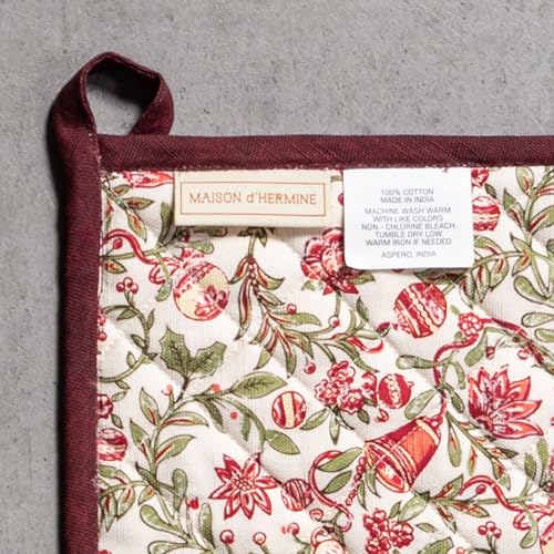 100% Cotton Oven Mitt & Pot Holder Set (051 - Reveillon Au Jardin / 7.5" x 13" & 8" x 8" (Oven Mitt & Pot Holder))