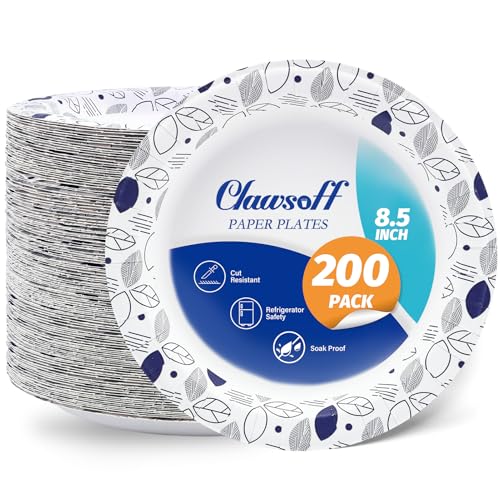 8.5 Inch 200 Count Disposable Heavy Duty Printed Leaf Paper Plates (Leaf / 8.5 in)