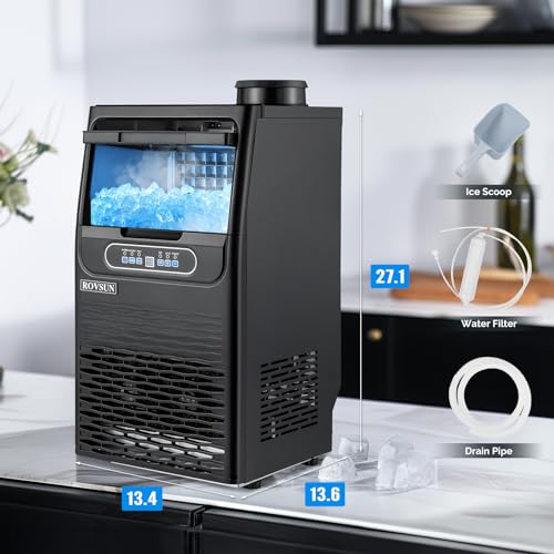 90LBS 24H Countertop Ice Maker with 2 Water Inlets & Appointment Function (Black / 90LB)