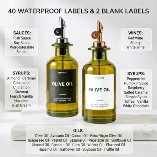Green Glass Olive Oil Dispenser Bottles For Kitchen (Green/Black / 12oz)