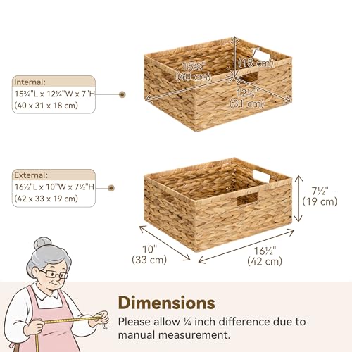 Large Wicker Basket (Natural (Water Hyacinth) / 16½"L x 13"W x 7½"H)